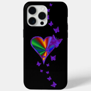 Rainbow Heart and Butterfly iPhone 15 Pro Max Case