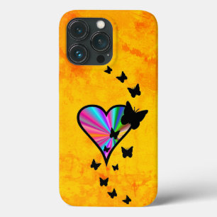 Rainbow Heart and Butterfly iPhone 13 Pro Case