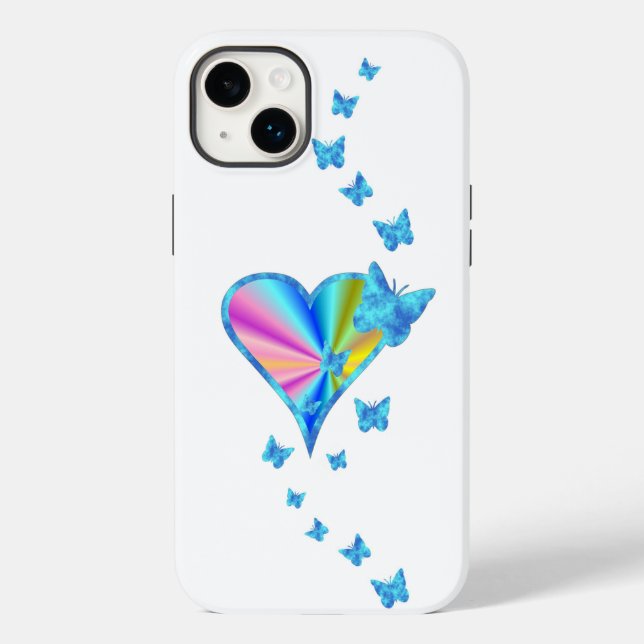 Rainbow Heart and Butterfly Case-Mate iPhone Case (Back)