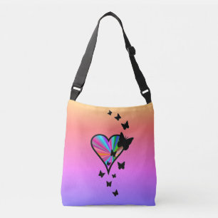Rainbow Heart and Butterfly Crossbody Bag