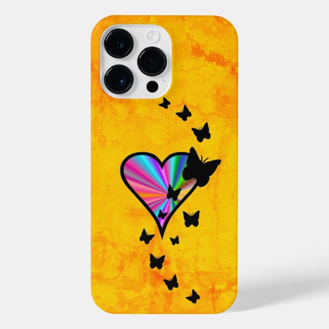 Rainbow Heart and Butterfly iPhone Case (Back)