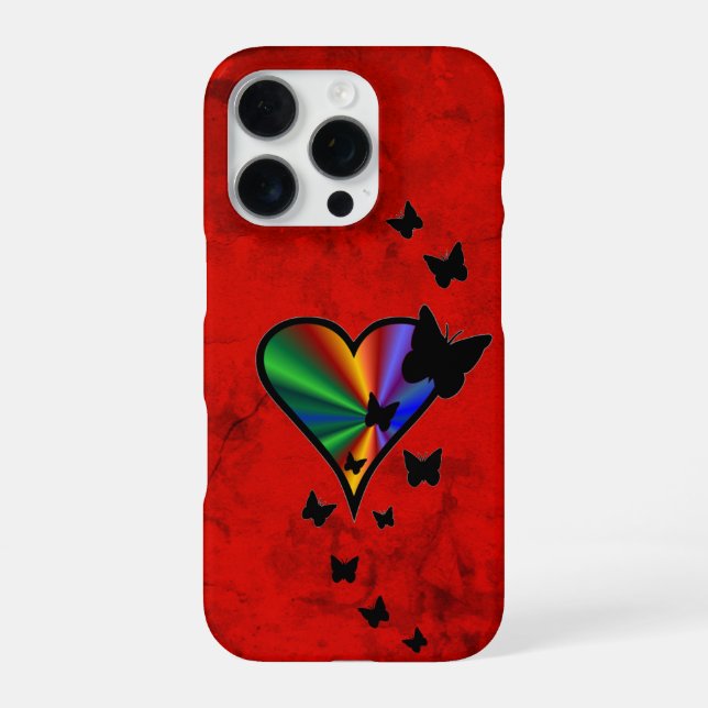 Rainbow Heart and Butterfly iPhone Case (Back)