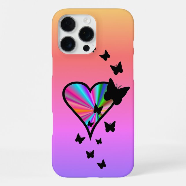 Rainbow Heart and Butterfly iPhone Case (Back)