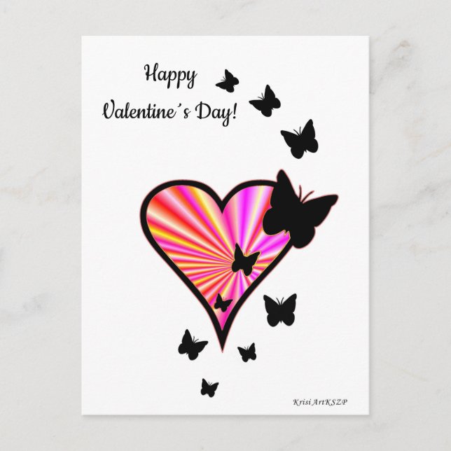 Rainbow Heart and Butterfly Postcard (Front)