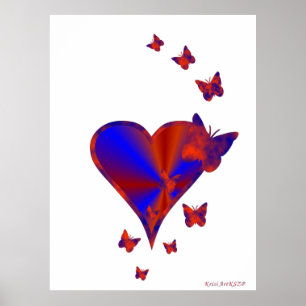 Rainbow Heart and Butterfly Poster