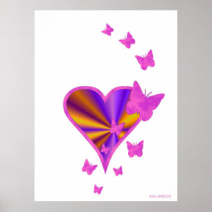 Rainbow Heart and Butterfly Poster