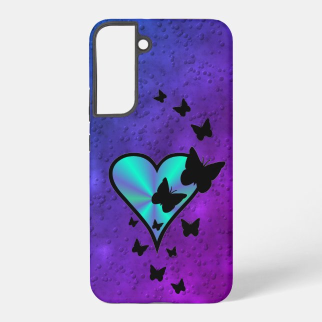 Rainbow Heart and Butterfly Samsung Galaxy S22+ Case (Back)