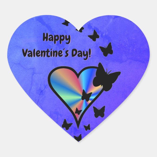 Rainbow Heart and Butterfly Sticker (Front)