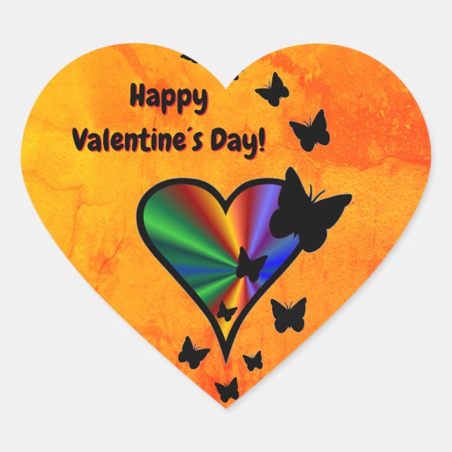 Rainbow Heart and Butterfly Sticker (Front)