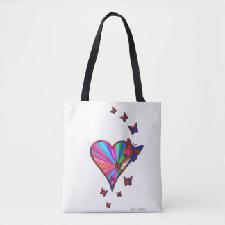 Rainbow heart and Butterfly Tote Bag