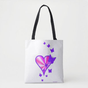 Rainbow heart and Butterfly Tote Bag