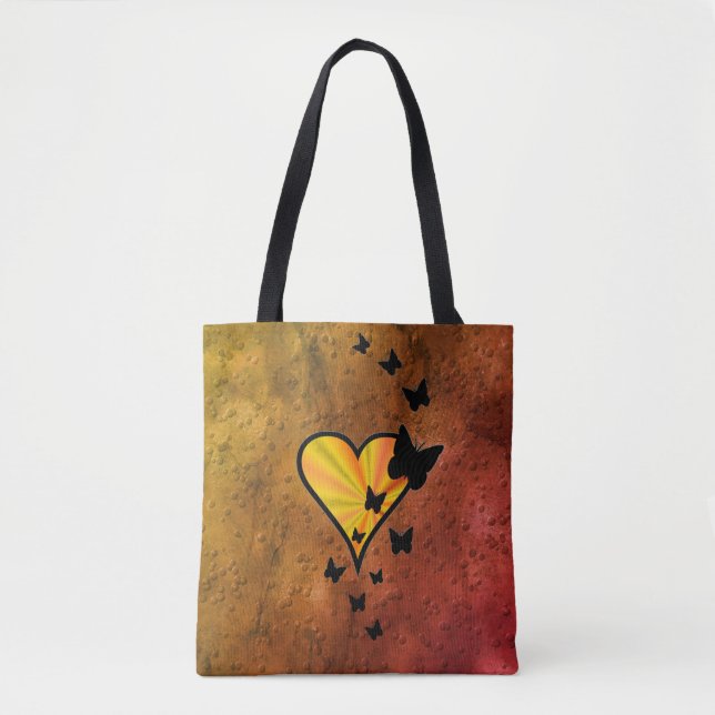 Rainbow Heart and Butterfly Tote Bag (Front)