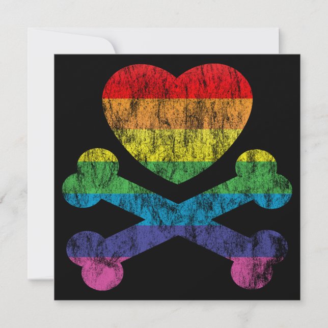 rainbow heart and crossbones invitation (Front)