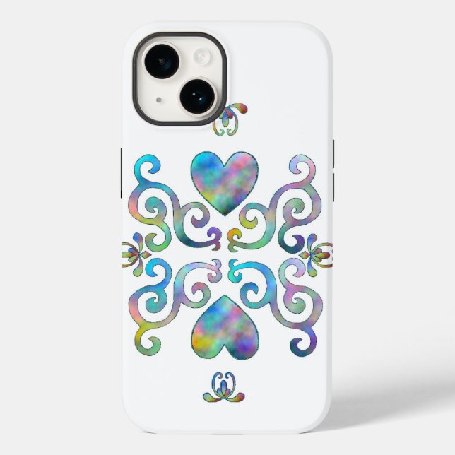 Rainbow Heart and Lily Case-Mate iPhone Case (Back)