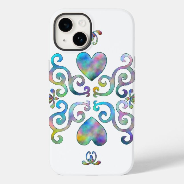 Rainbow Heart and Lily Case-Mate iPhone Case (Back)