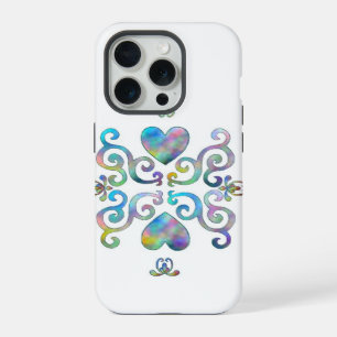 Rainbow Heart and Lily iPhone 15 Pro Case