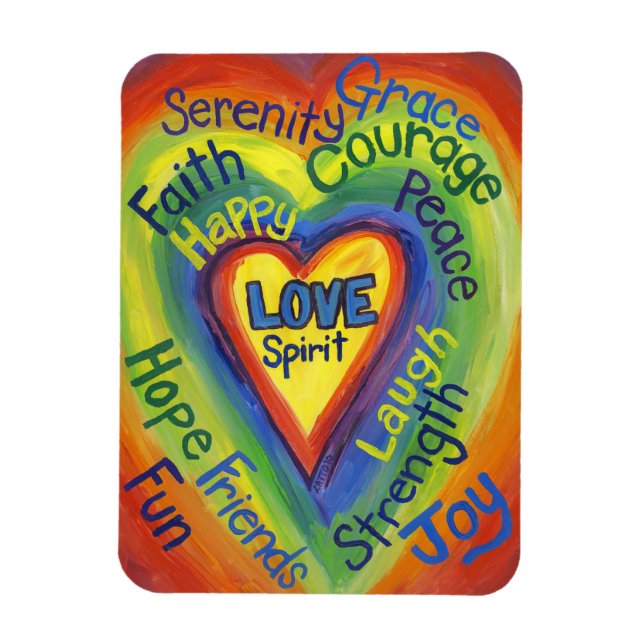 Rainbow Heart Art Inspirational Fridge Magnets (Vertical)