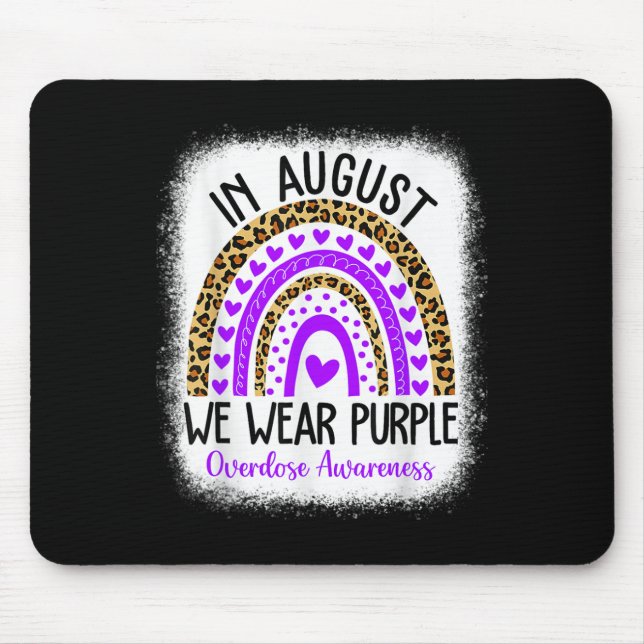 Rainbow Heart August We Wear Purple Overdose Aware Mouse Pad (Front)
