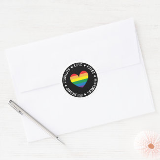 Rainbow Heart Badge Classic Round Sticker