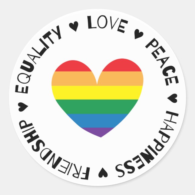 Rainbow Heart Badge v2 Classic Round Sticker (Front)