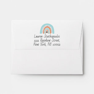Rainbow Heart Blue Peach  Envelope