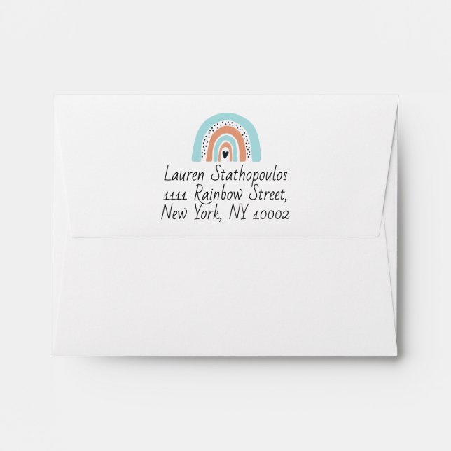 Rainbow Heart Blue Peach  Envelope (Back (Top Flap))