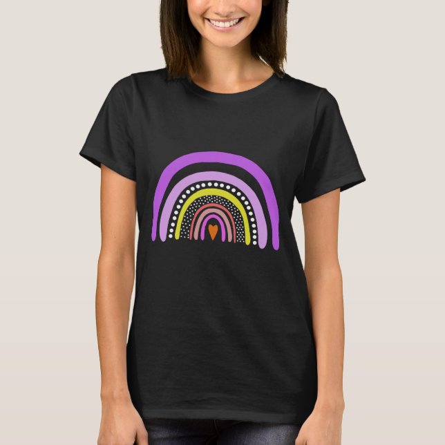Rainbow Heart Boho Doodle T-Shirt (Devant)
