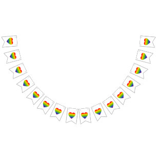 Rainbow Heart Bunting Flags