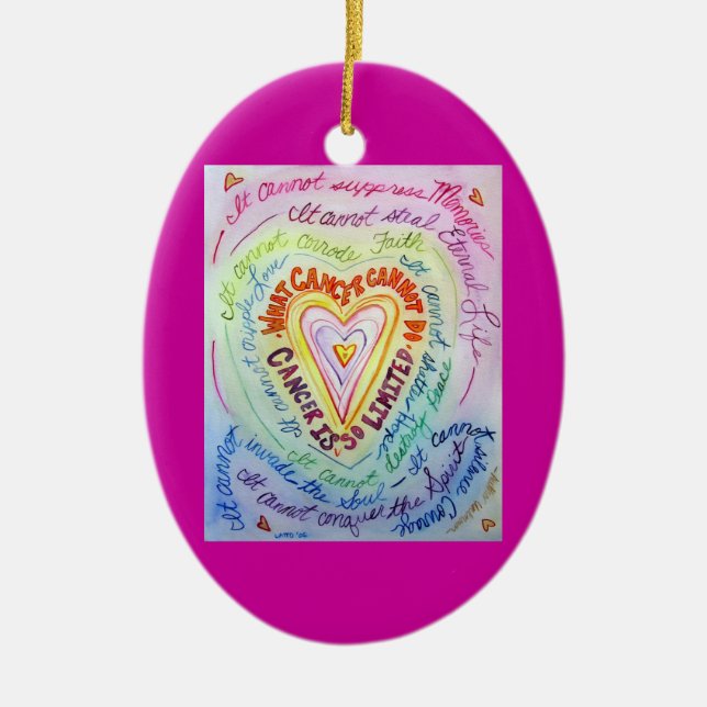 Rainbow Heart Cancer Cannot Do Ornament Customized (Front)