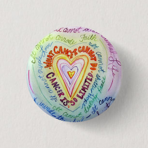 Rainbow Heart Cancer Cannot Do Poem Pin or Buttons