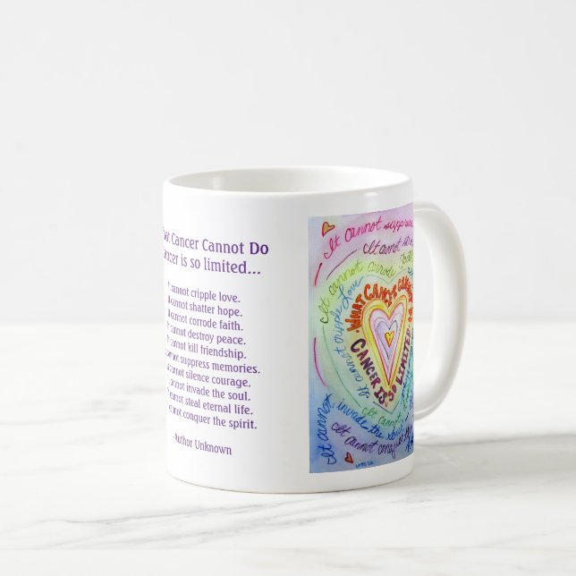Rainbow Heart Cancer Cannot Poem Coffee Mugs (Front Right)