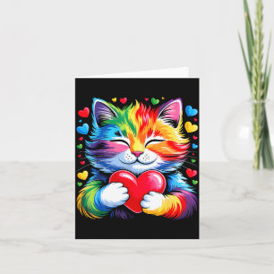 Rainbow Heart Cat, Cute Valentine Day For Kids Boy Card