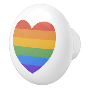 Rainbow Heart Ceramic Knob