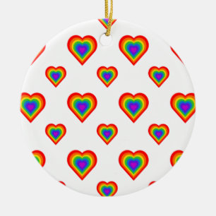Rainbow Heart Ceramic Ornament