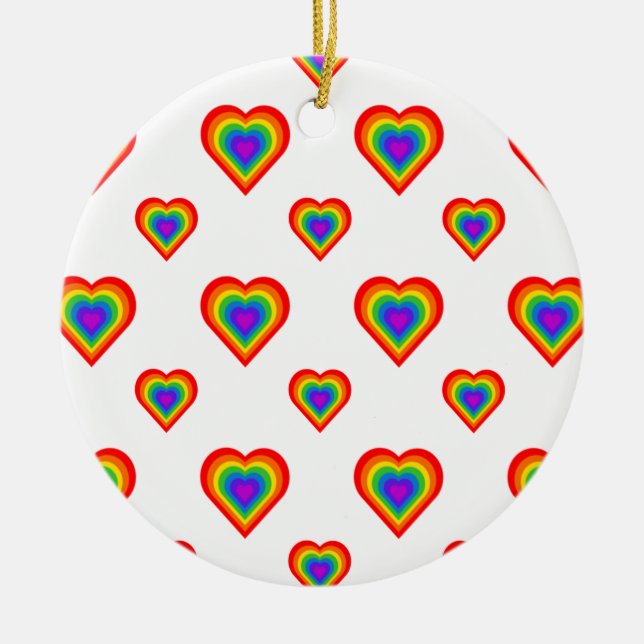 Rainbow Heart Ceramic Ornament (Front)