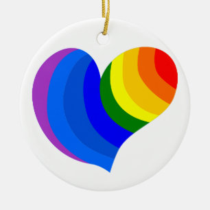 Rainbow Heart Ceramic Ornament