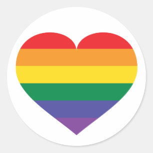 Rainbow Heart Classic Round Sticker