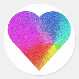 Rainbow Heart Classic Round Sticker