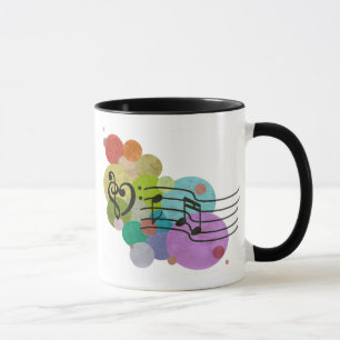 Rainbow Heart Clefs, music notes & polka dots mug