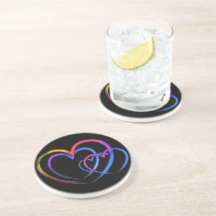 Rainbow heart coaster