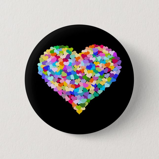 Rainbow Heart Confetti 2 Inch Round Button (Front)