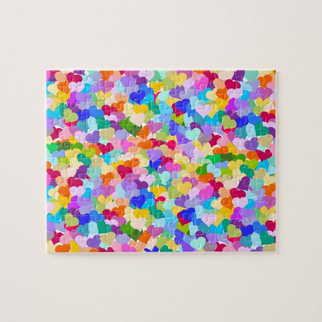 Rainbow Heart Confetti Jigsaw Puzzle (Horizontal)