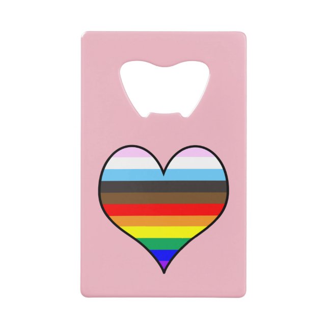 Rainbow Heart Credit Card Bottle Opener (Front)