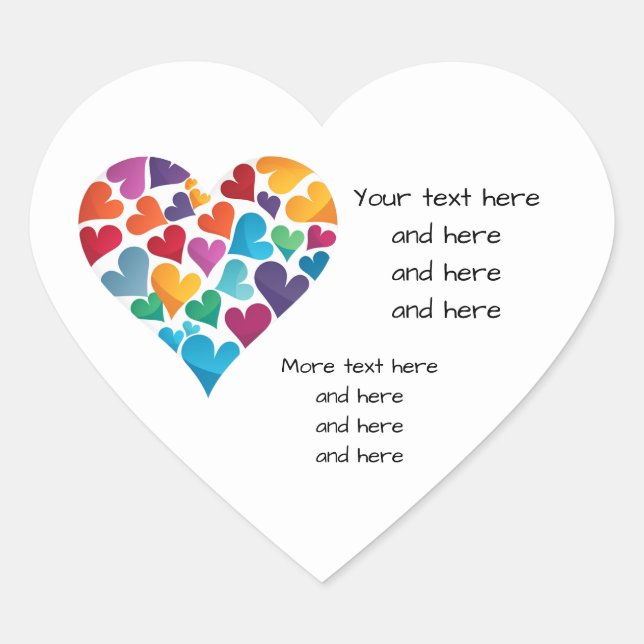 Rainbow Heart, Customize With Your Own Text,  Heart Sticker (Front)