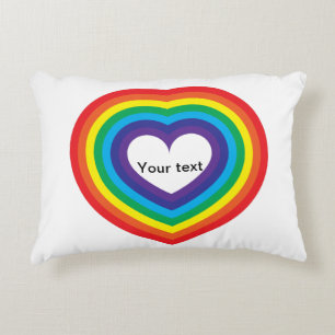 Rainbow heart decorative pillow
