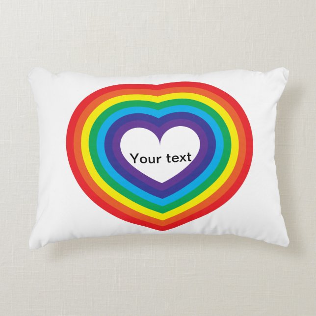 Rainbow heart decorative pillow (Front)