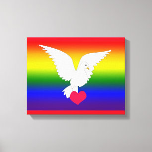 RAINBOW HEART DOVE CANVAS PRINT