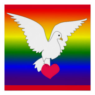 RAINBOW HEART DOVE POSTER