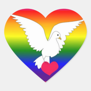 RAINBOW HEART DOVE STICKER