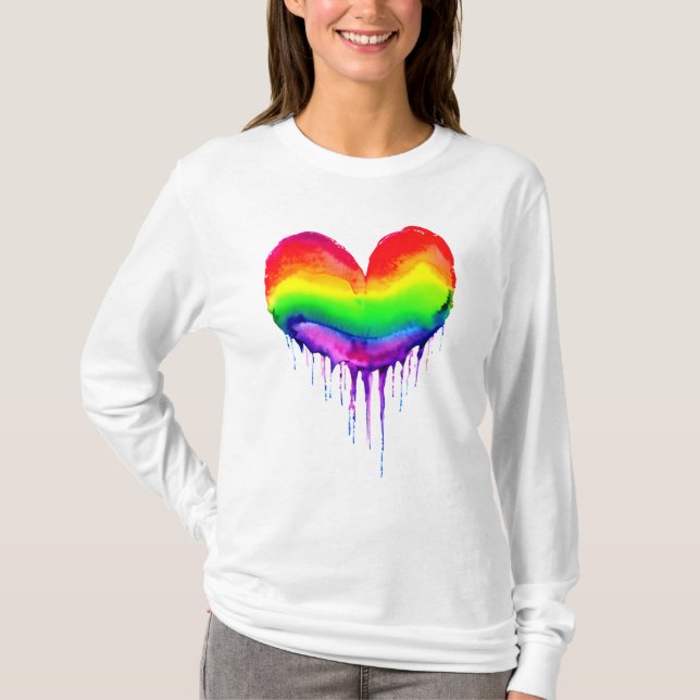 Rainbow Heart Dripping Paint T-Shirt (Front)